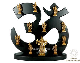 15" Om Frame Brass Vishnu Dashavatara Lord Vishnu Dashavatar Idols, Ten Incarnations of Lord Vishnu, Hindu God Vishnu and Avatars, Dasavtar