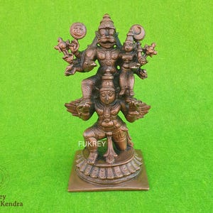 5&quot; Lakshmi Narsimha Garuda Statue in Copper, Lord Narasimha Laxmi with Garuda Vahan Idol Lord Vishnu Avatar murti Home Temple Pooja Narsingh