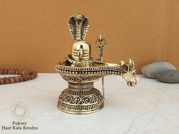 Superfine Brass Shiva Lingam With Trishul & Naga Shivling for