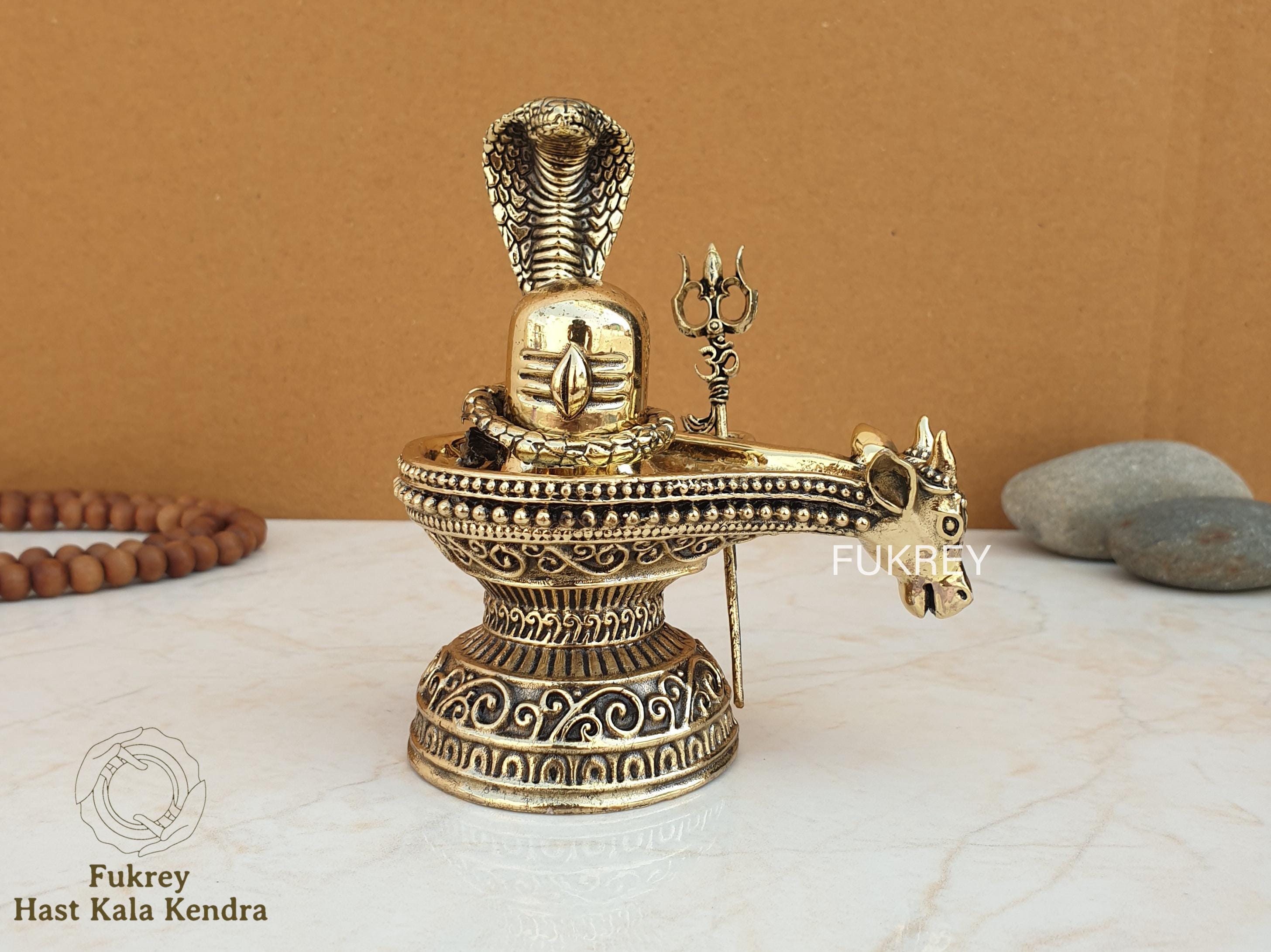 Superfine Brass Shiva Lingam With Trishul & Naga Shivling for