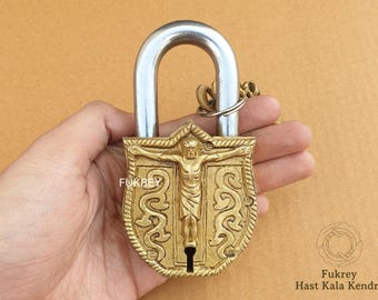 Brass Fish Padlock With Keys – Antique Style Working Lock, Decorative & Functional, Brass Finish