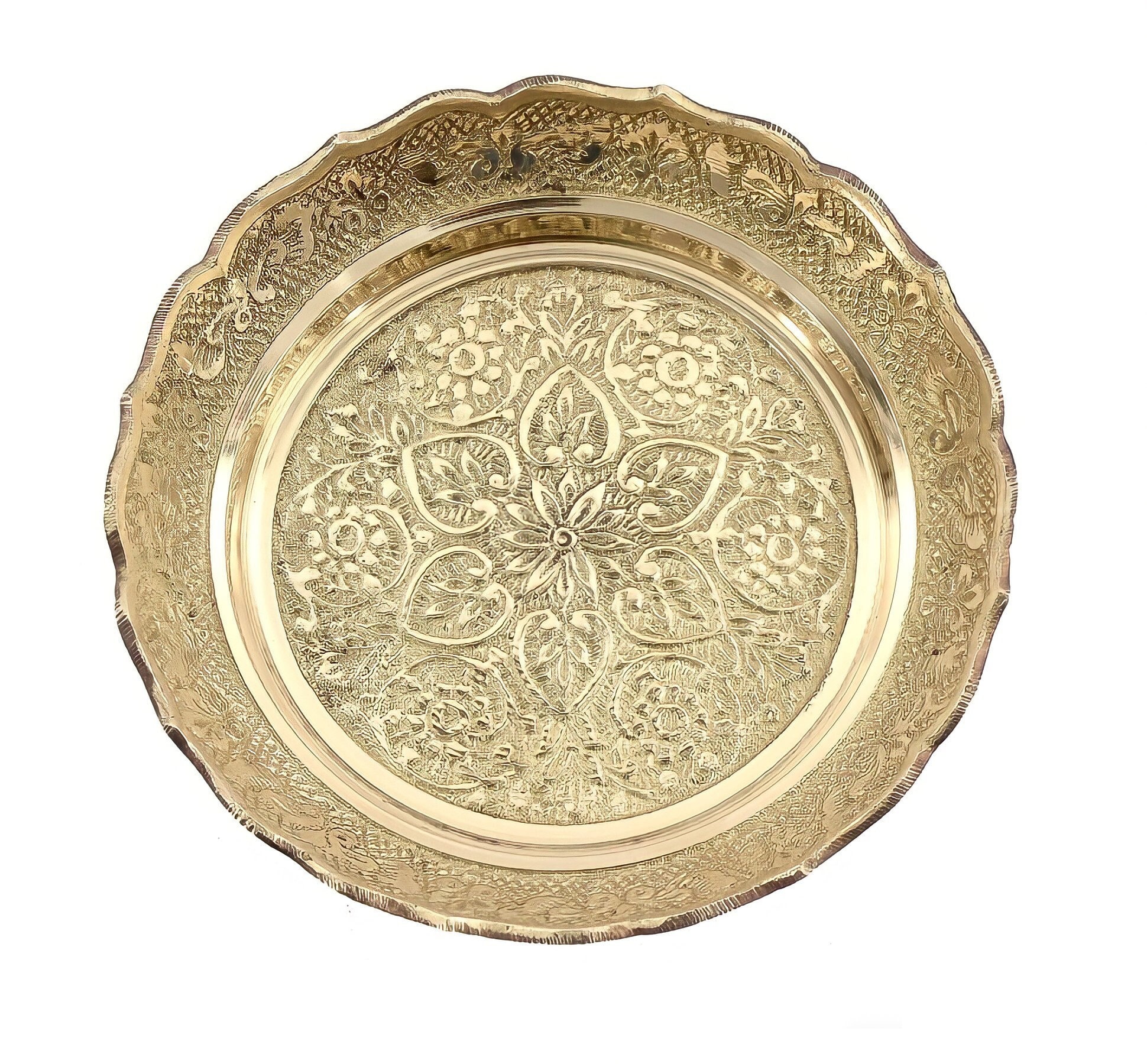 Aatm Brass Embossed Designed Puja Plate in Pair Best for Home & Office Decoration & Gift Purpose Handicraft 3.5 inch 