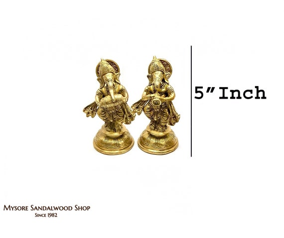 Brass Dancing Ganesha Set 6 Inch Lord Ganesha Statue 