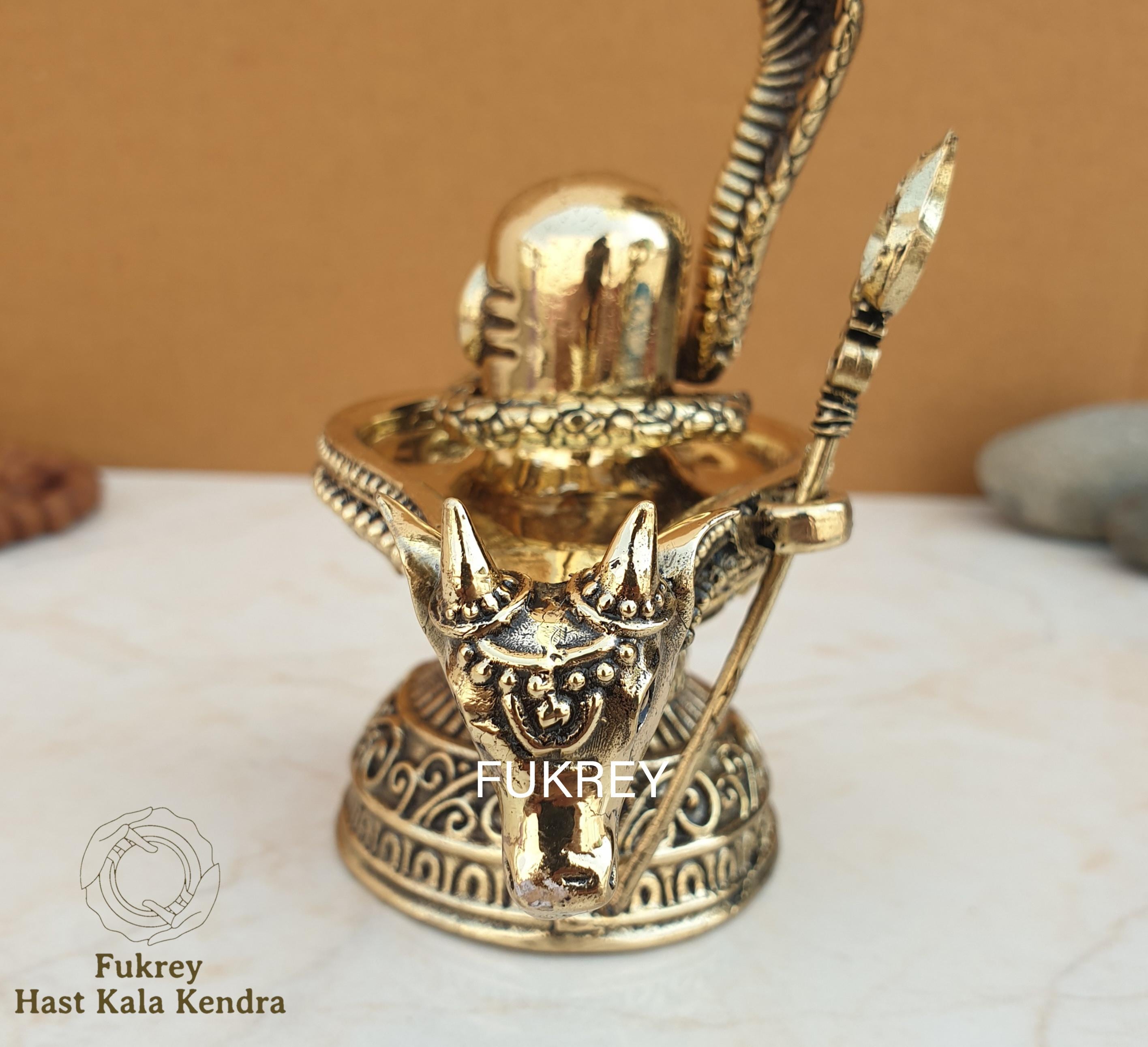 Superfine Brass Shiva Lingam With Trishul & Naga Shivling for