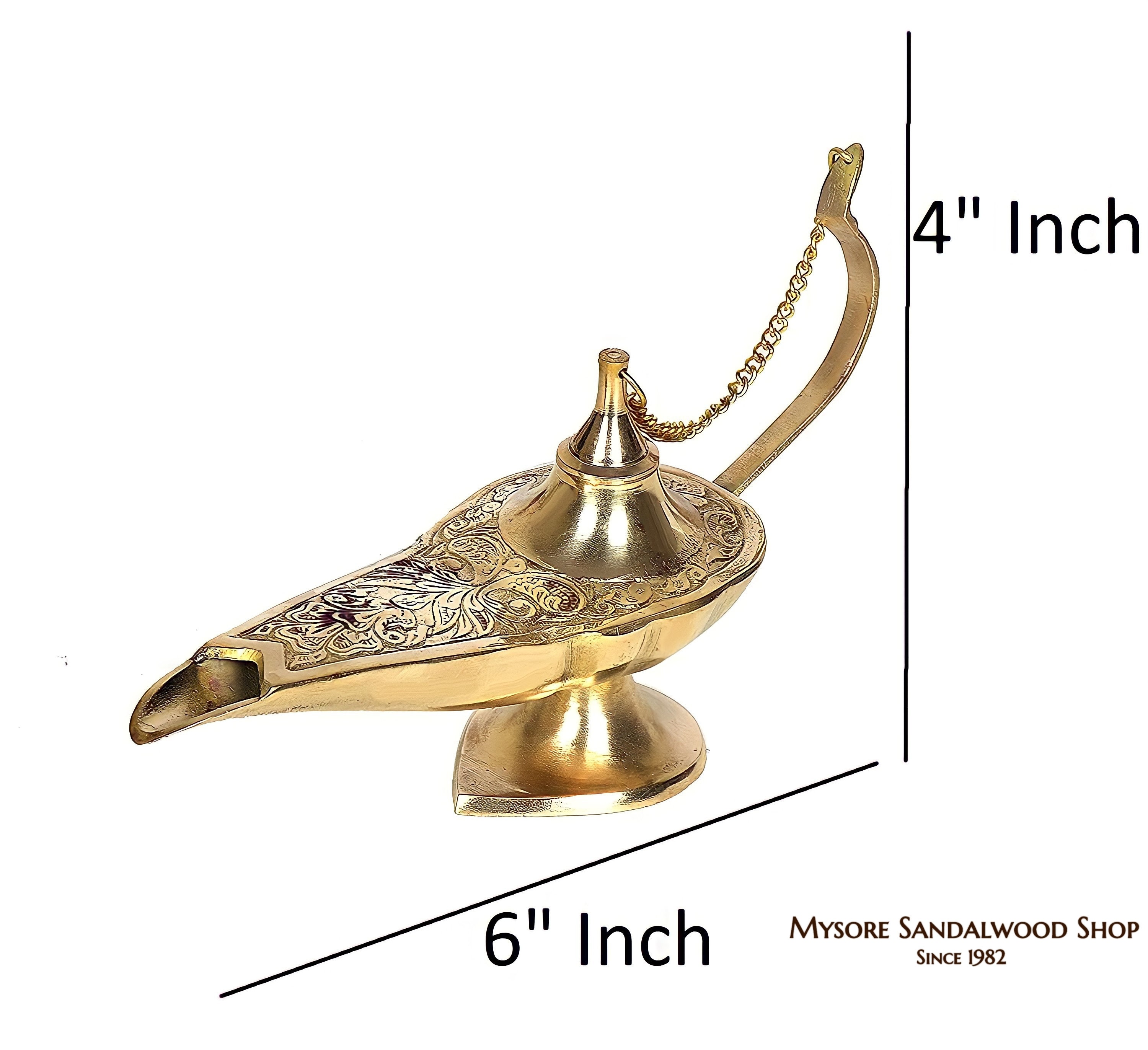  Handcrafted Trading Co Brass Aladdin Genie Lamp Incense Burner  6 inch : Home & Kitchen