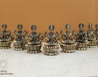 3" Small Superfine Ashtalakshmi Set Statues Brass Ashta (eight) laxmi Set brass Lakshmi maa Devi Goddess Ashtalaxmi statue Eight idols Murti