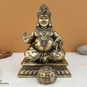 Brass Kubera Statue, Blessing Kuber Idol, Kuvera Statue, Lokapala Statue, Kubera Shakti Sculpture, God of Money & Wealth Dik-Pala