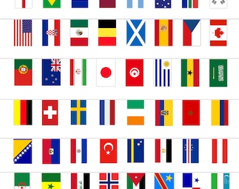 World Cup 2026 48 Nation Flags Bunting, 15m Football Party Decorations - Parties, Houses Pubs