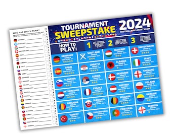 Printed Sweepstake Kit For Euro 2024 - Ideal For Friends & Work Colleagues - Option For Wallchart