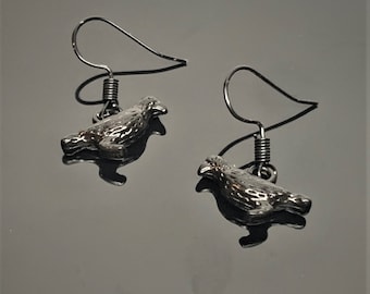 Black Crow Raven Horror Halloween Earrings