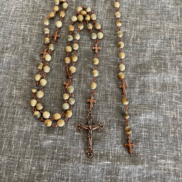 Earth Tones and Copper Rosary Set