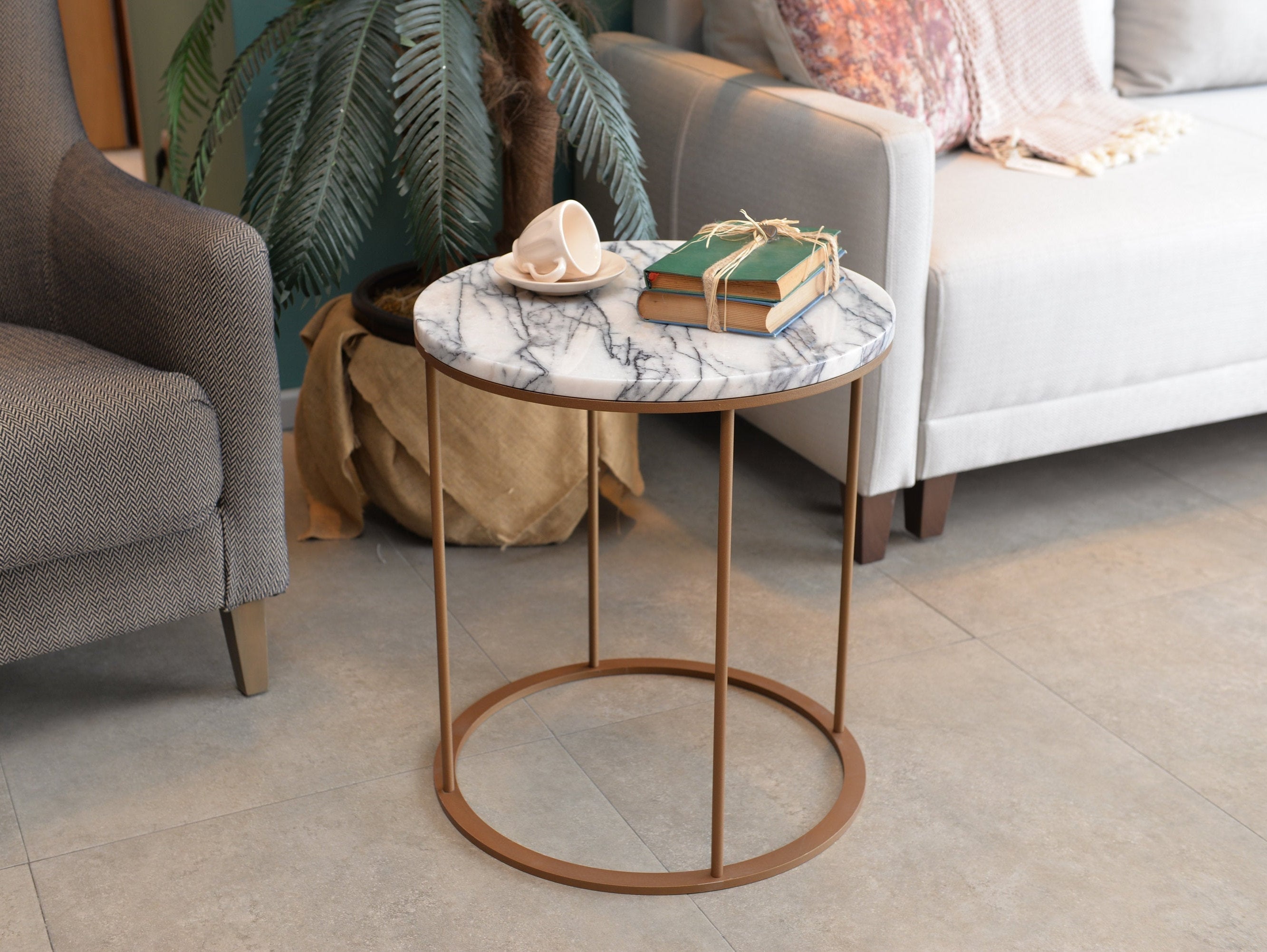 Marble top coffee table gold sale legs