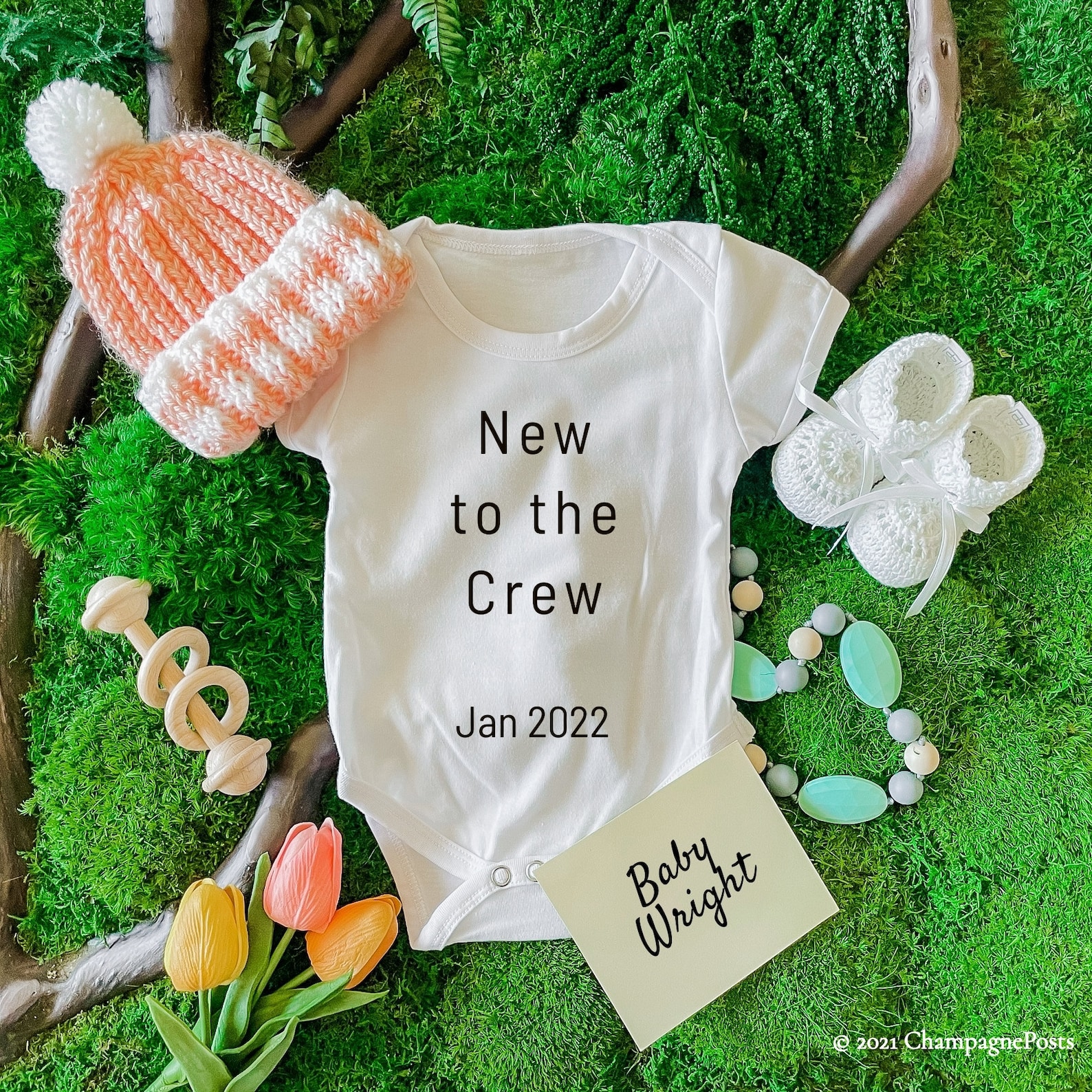 Spring Pregnancy Announcement Social Media Baby Reveal Digital File Edit Yourself Template