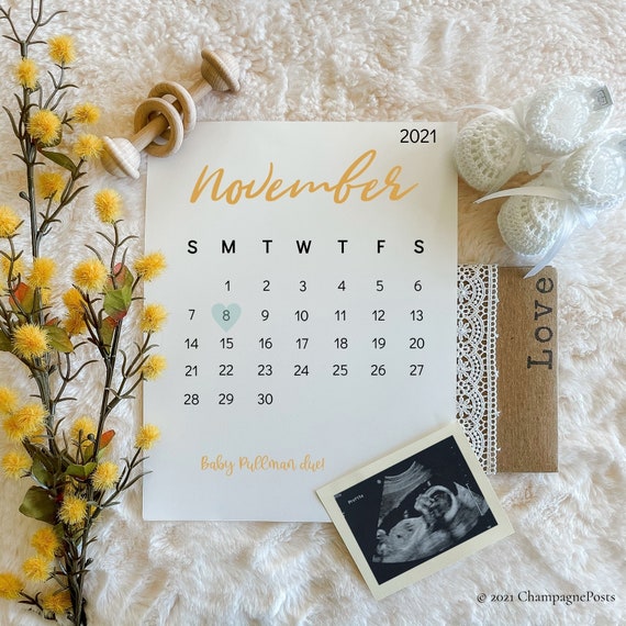Pregnancy Announcement Calendar Social Media Baby Announcement Digital  File, Customizable, Edit Yourself Minimal Modern Yellow Flowers - Etsy