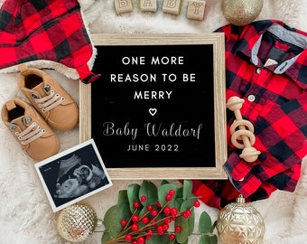 Christmas Pregnancy Announcement - One More Reason To Be Merry - Edit Yourself - Social Media Baby Reveal - Digital File - Gender Neutral