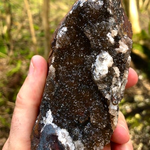Large Black Drusy Coated Dolomite on a Ferro Hematite Matrix Natural Crystal Specimen for Collectors Gifts Home Decor Spirituality