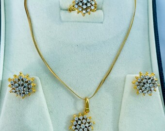 Beautiful high quality Diamond Cut American style zircon  stone   pendant sets.