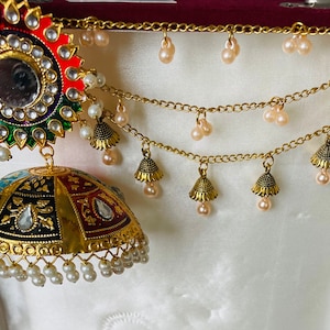 Beautiful traditional  blochastani jhumke with  Pearl jhumki Sahara in Larg size.