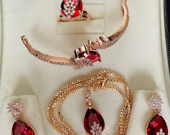 Beautiful Diamond Cut American style Zircon stone Ruby pendant sets.