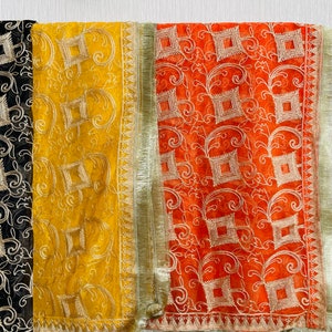 Beautiful embroidered Dupata with kiran lace allover
