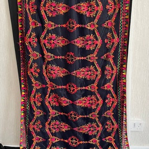 Phulkari hand-made multi-coloured embroidery Dupatta shawl.