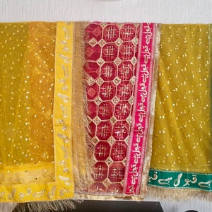 Beautiful Embroidered Nikah Dupata Qabool hai on Net material.