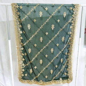 Pakistani Indian Fancy Chiffon Dupatta with Kiran Lace image 2