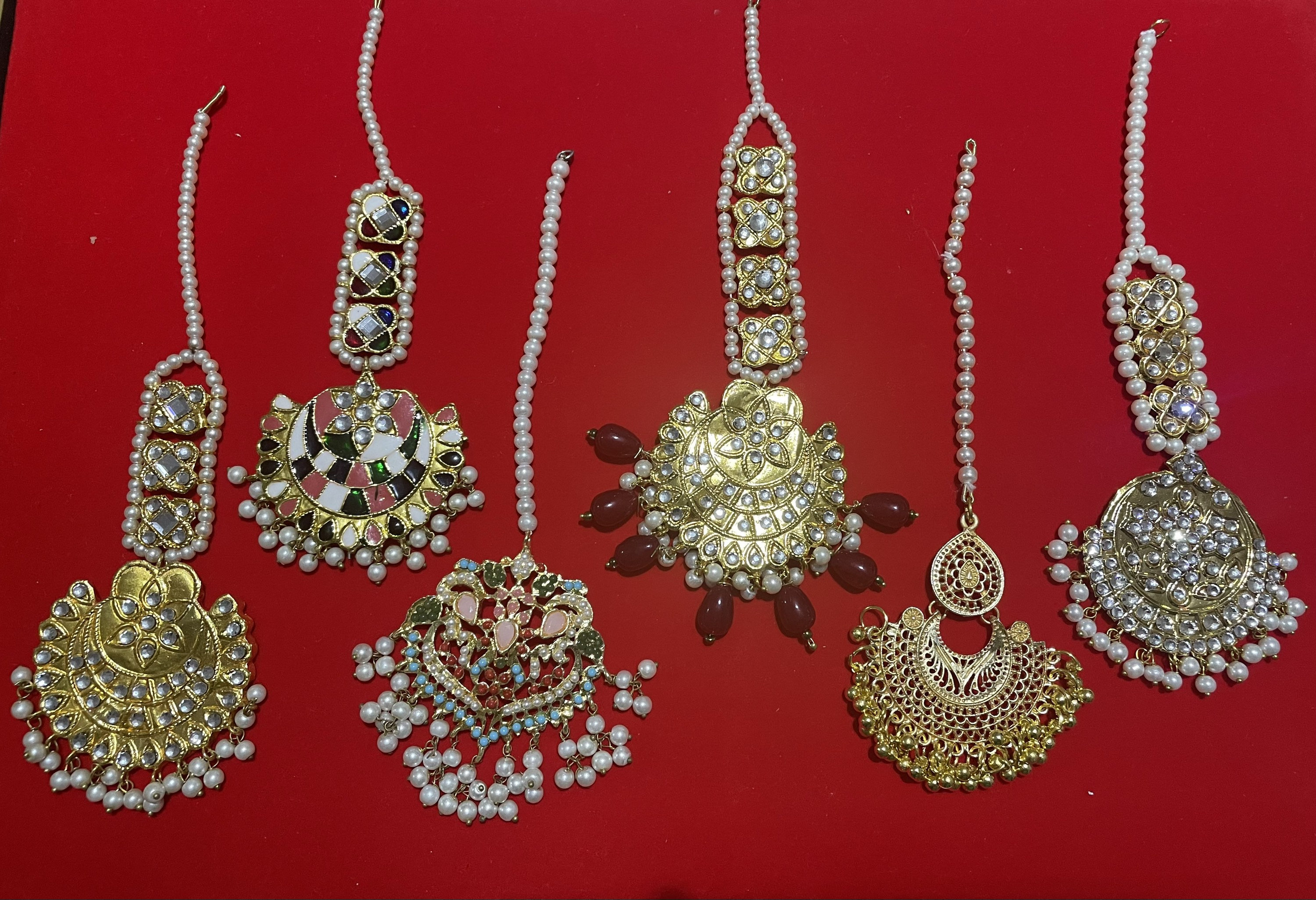 Pakistani Beautiful  gold plated Tikkasin available in different designs