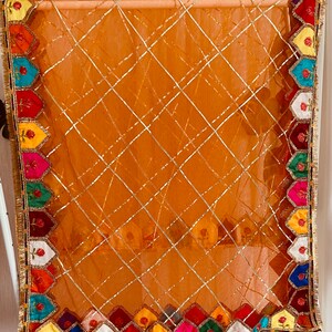 Beautiful Pakistani, Indian kiran lace Mehandi Dupatta with mix colours embroidered patch work on net image 9