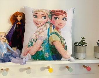 Cute Frozen Cushion Pillow Anna Elsa Olaf Sunflowers Aqua Sisters Love