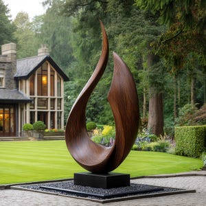 Grand Wooden Garden Sculpture – Large Abstract Outdoor Art for Luxury Landscaping, Weatherproof Modern Yard Decor
