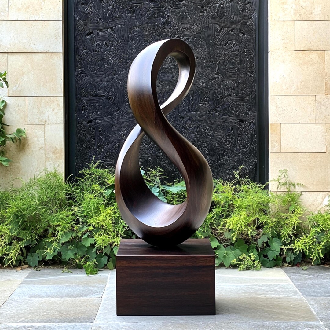 Hand-carved Wood Infinity Sculpture: Infinity Flow – Modern Organic ...