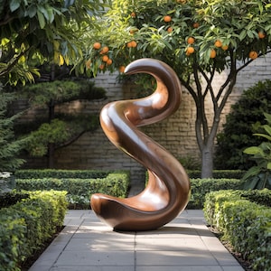 Waveform – Abstract Wooden Garden Sculpture | Modern Outdoor Art for Luxury Landscaping | Handcrafted Organic Wood Decor