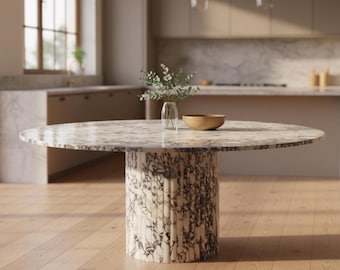 Mesa de comedor de mármol Calacatta Viola – Mesa de lujo hecha a mano en piedra natural