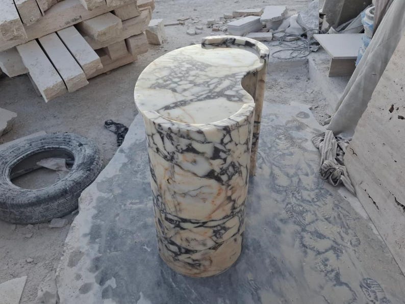 Handmade Calacatta Viola Marble Ellipse Table – Natural Stone Office ...