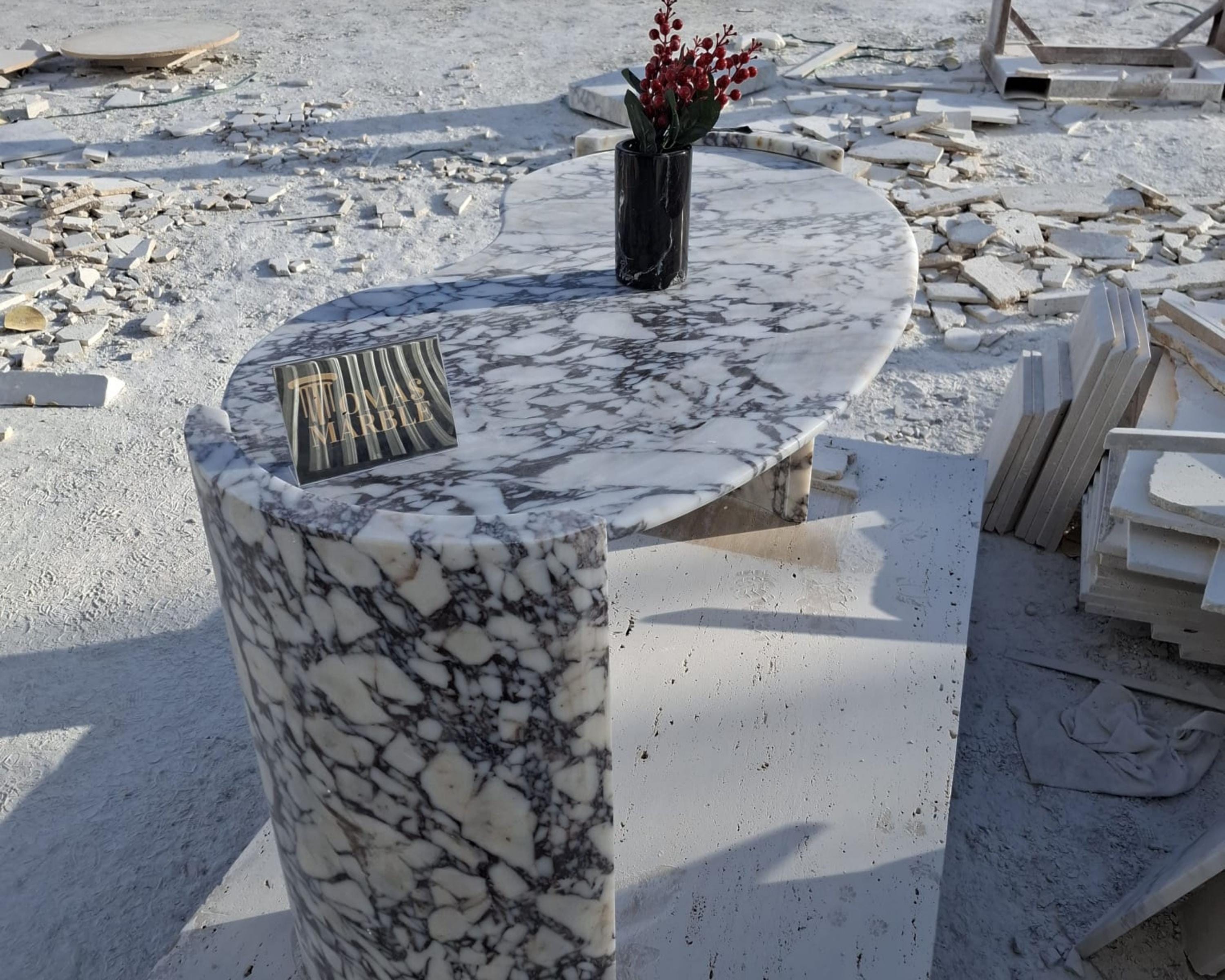 Marble Office and Study Desk – Calacatta Viola Make up Table, Handmade ...