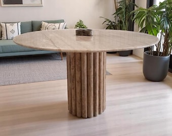 Travertine Marble Dining Table – Handmade Kitchen Table & Office Desk, Stone Furniture