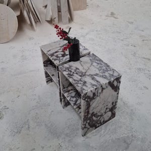 Calacatta Viola Marble Coffee Table: Handcrafted Natural Stone Centerpiece image 5