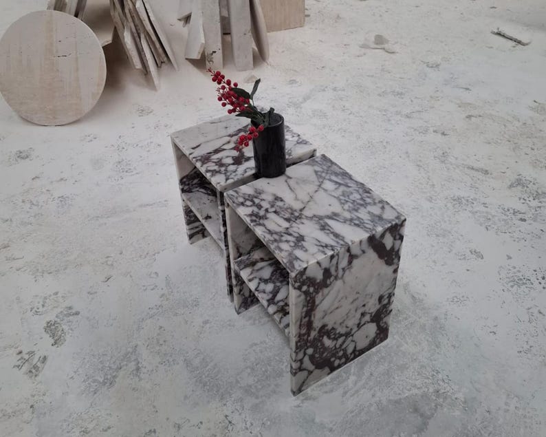 Calacatta Viola Marble Coffee Table: Handcrafted Natural Stone Centerpiece image 5