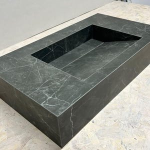 Custom Size Sink, Bathroom Sink , Marble Look Porcelain Sink, Nero Marquina  Sink , Handmade Kitchen Sink, Ceramic Sink , Sink