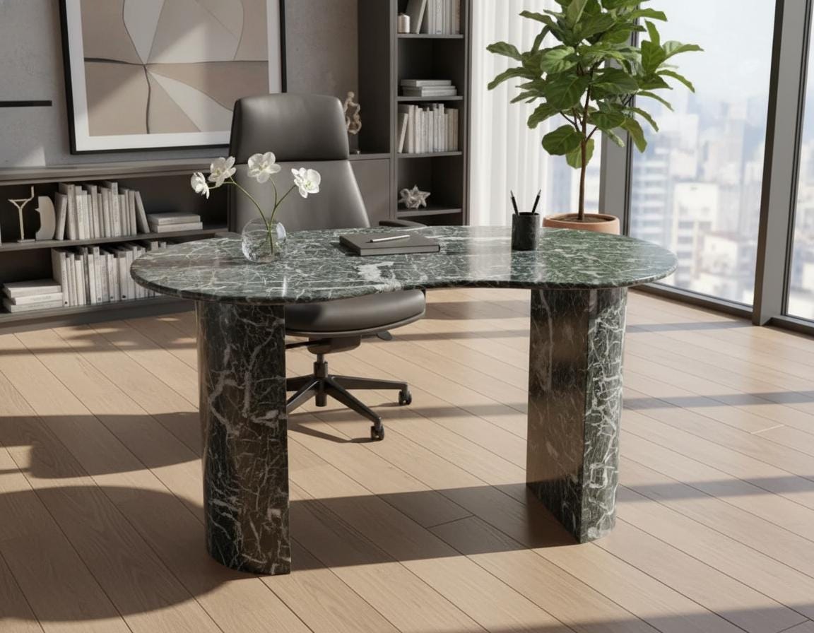 Handmade Calacatta Viola Marble Table: Green Stone Office Desk, Kitchen ...