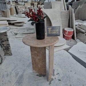 Red Travertine Side Table , Pink coffee Table ,Handmade Marble Project ,Natural Stone Side Table , Handmade  Marble Table ,Pink Side Table