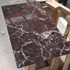 Custom Rosso Levanto Marble Tabletop – Elegant Polished Countertop Slab for Kitchen, Dining and Living Room – Natural Stone Decor