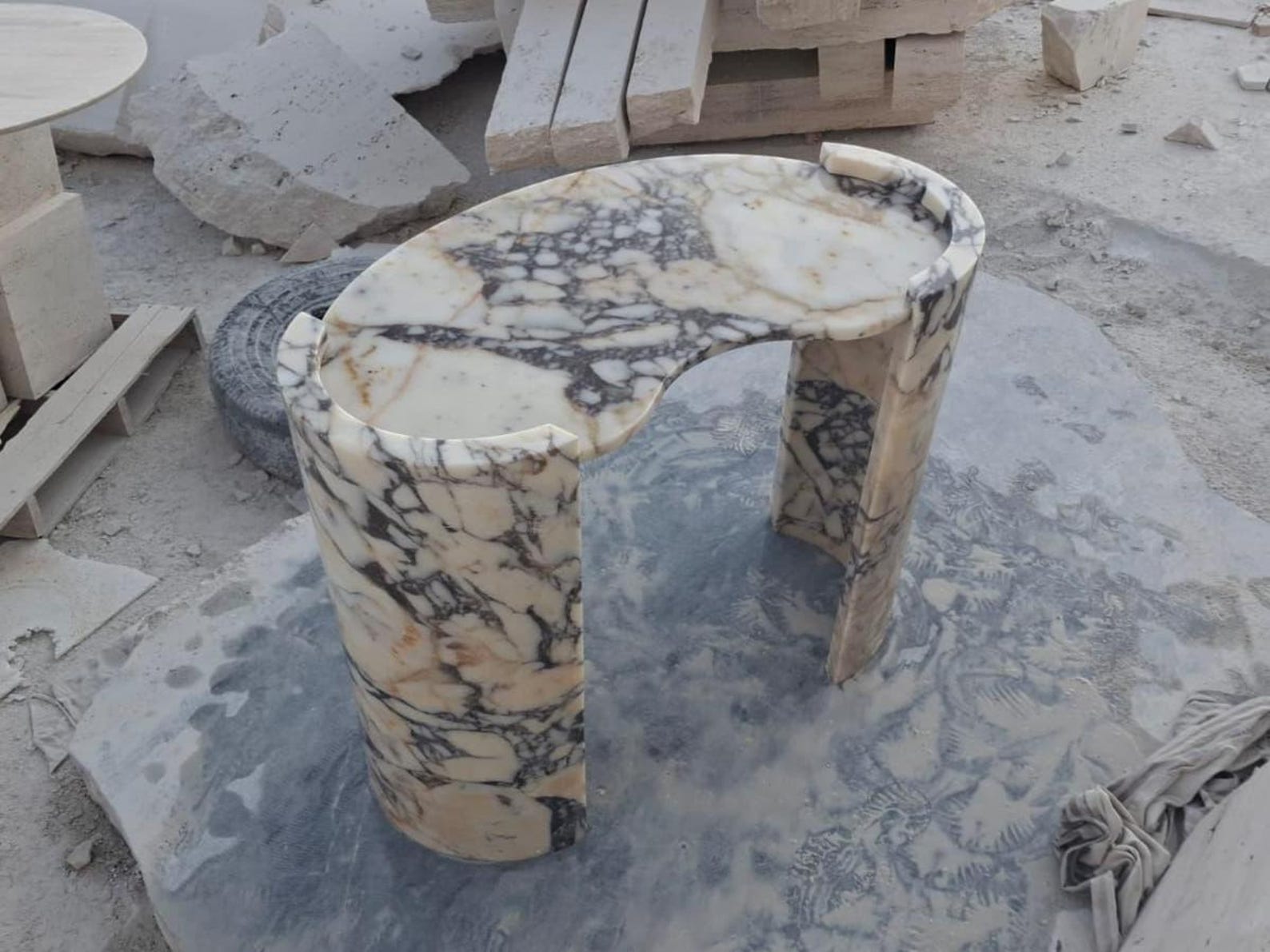 Handmade Calacatta Viola Marble Ellipse Table – Natural Stone Office ...