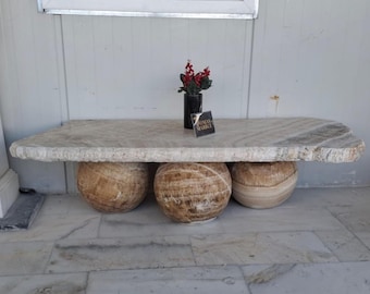 Onyx Marble Ellipse Coffee Table, Handmade Natural Stone Table for Living Room Decor