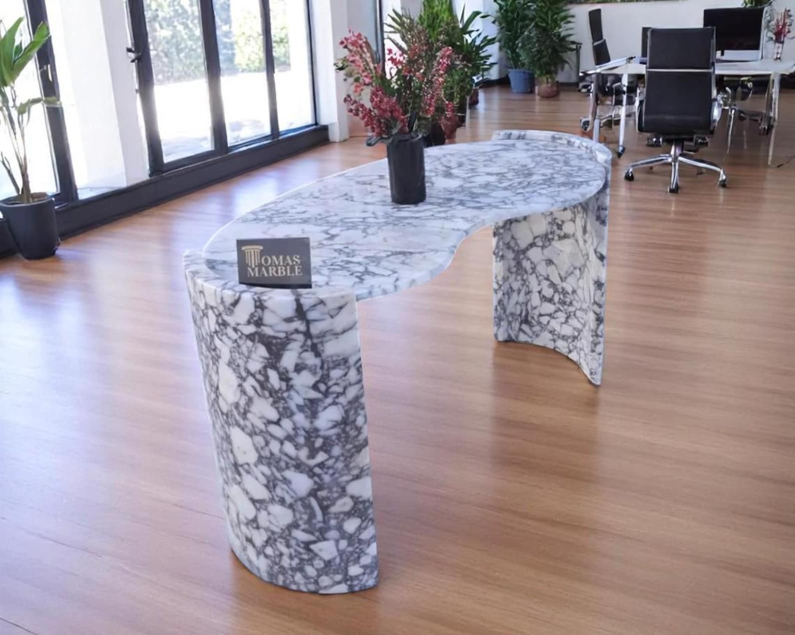 Marble Office and Study Desk – Calacatta Viola Make up Table, Handmade ...