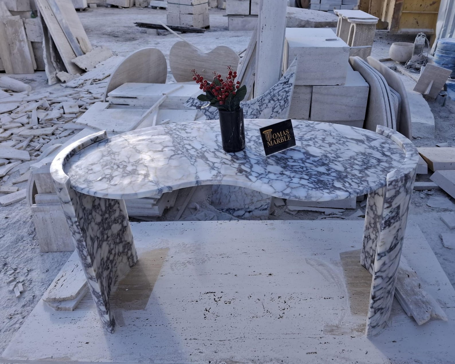 Marble Office and Study Desk – Calacatta Viola Make up Table, Handmade ...