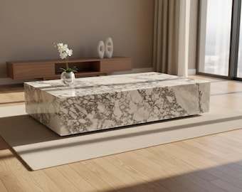 Calacatta Viola Marble Coffee Table: Custom Size Rectangle Stone Center Table