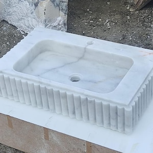 Carrara Marble Sink, White Marble Sink , Wall Mounted Marble Sink, Marble Sink, Bathroom Sink, Carrara Sink, Sink , Bathroom Decor
