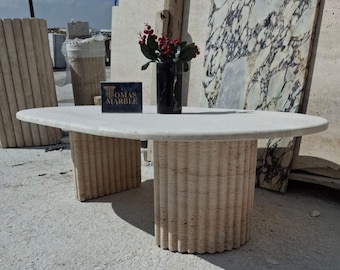 Handmade Travertine Coffee Table: Natural Stone, Indoor/Outdoor